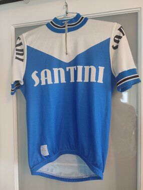 SANTINI technical wool heritage retro style cycling jersey, made in Italy